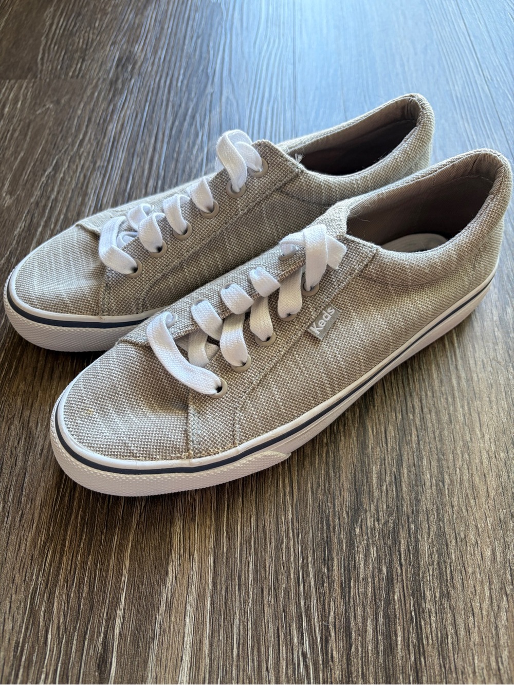 Keds Women's Canvas Sneakers in Light Gray with White Trim